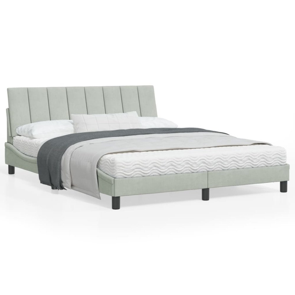 vidaXL Bed Frame without Mattress "Hanko" Light Grey 160x200 cm Velvet