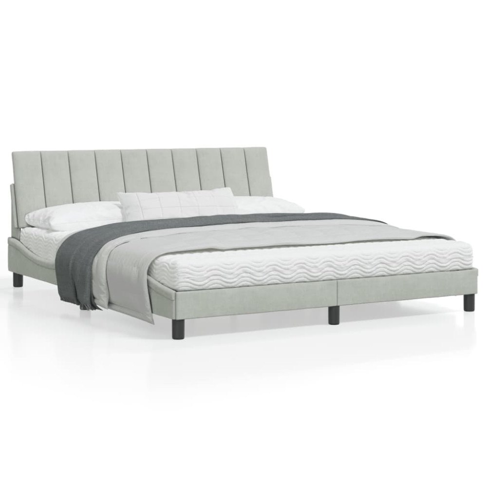 vidaXL Bed Frame without Mattress "Hanko" Light Grey 180x200 cm Velvet