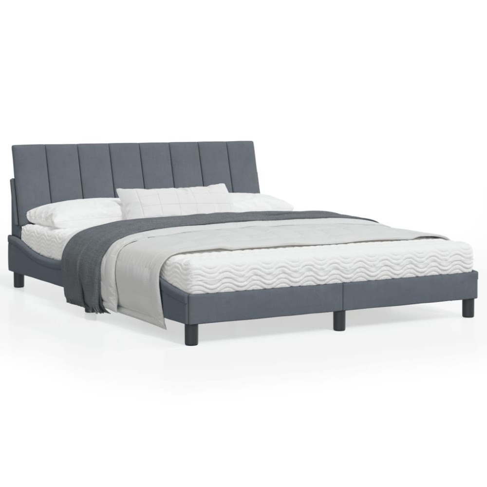 vidaXL Bed Frame without Mattress "Hanko" Dark Grey 160x200 cm Velvet