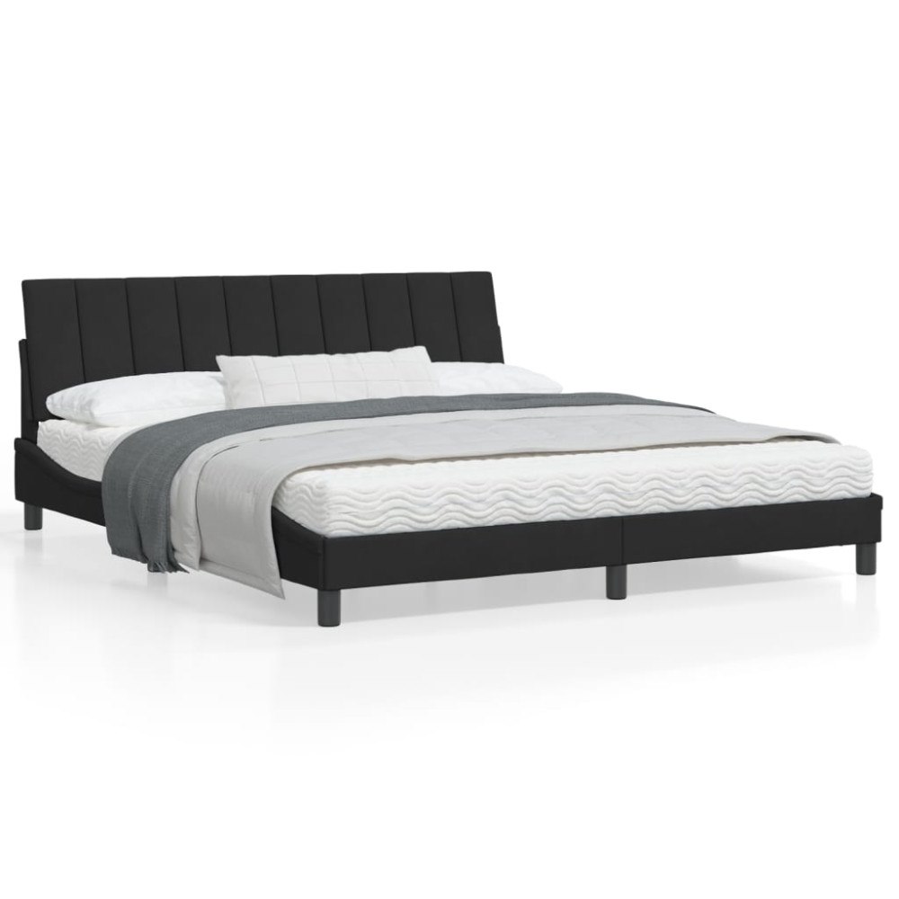 vidaXL Bed Frame without Mattress "Hanko" Black 180x200 cm Velvet