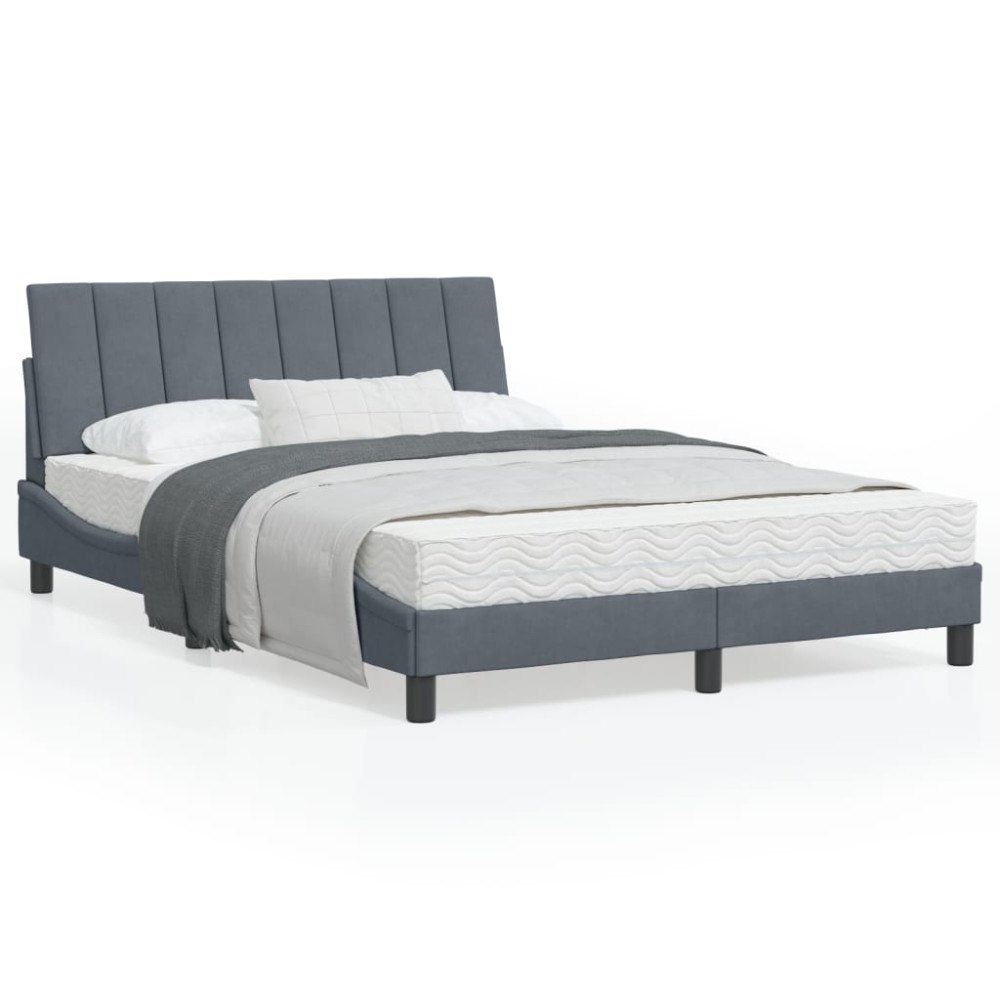 vidaXL Bed Frame without Mattress "Hanko" Dark Grey 140x200 cm Velvet