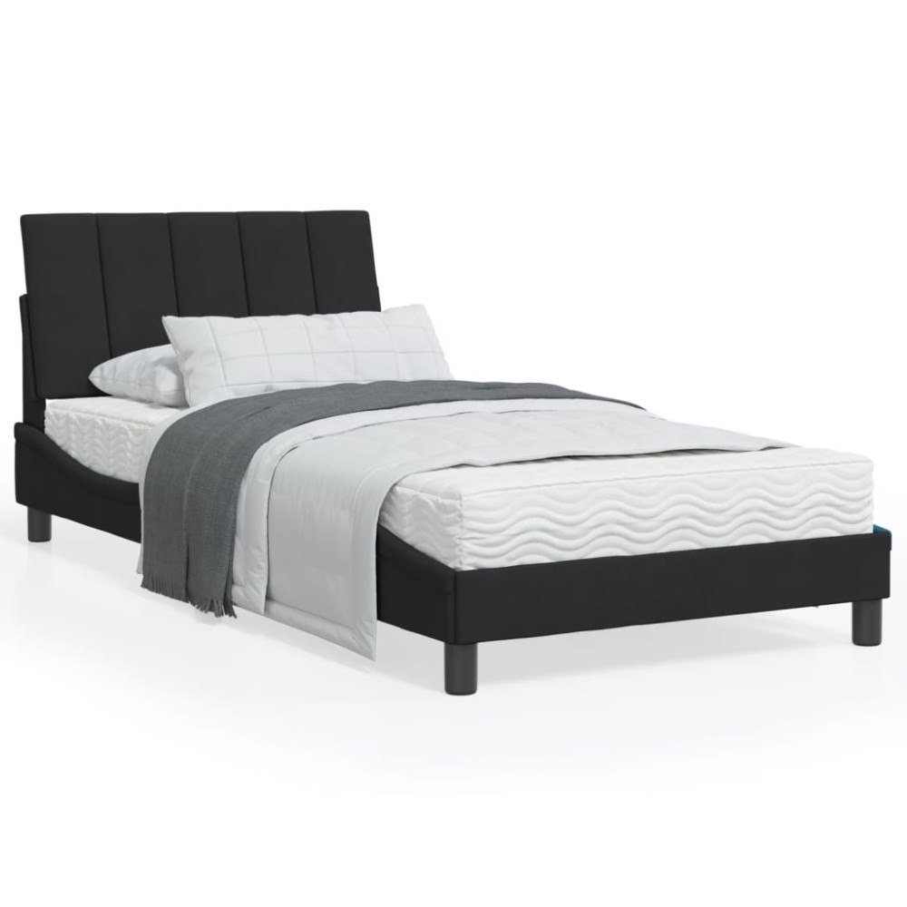 vidaXL Bed Frame without Mattress "Hanko" Black 100x200 cm Velvet
