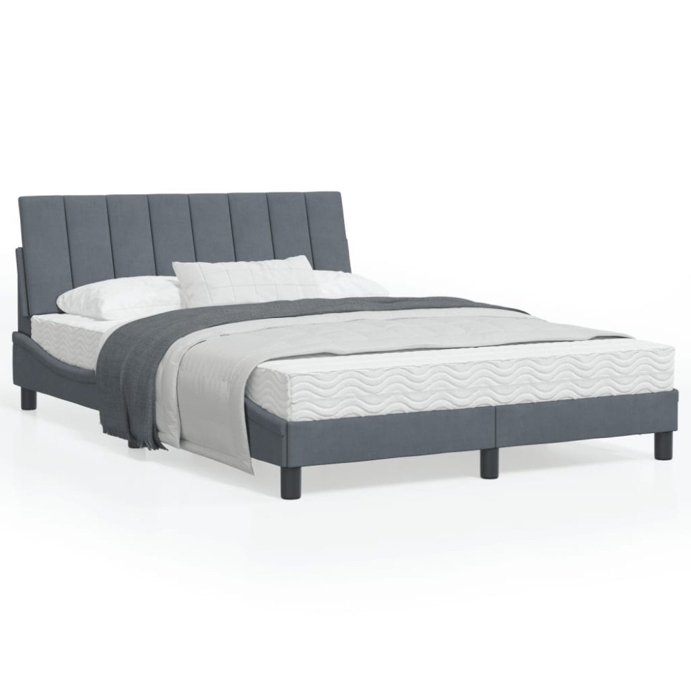 vidaXL Bed Frame without Mattress "Hanko" Dark Grey 120x200 cm Velvet