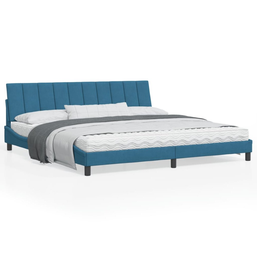 vidaXL Bed Frame without Mattress "Hanko" Blue 200x200 cm Velvet