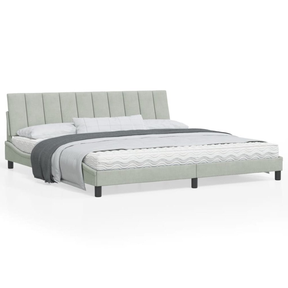 vidaXL Bed Frame without Mattress "Hanko" Light Grey 200x200 cm Velvet
