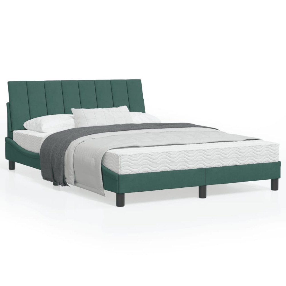 vidaXL Bed Frame without Mattress "Hanko" Dark Green 140x190 cm Velvet
