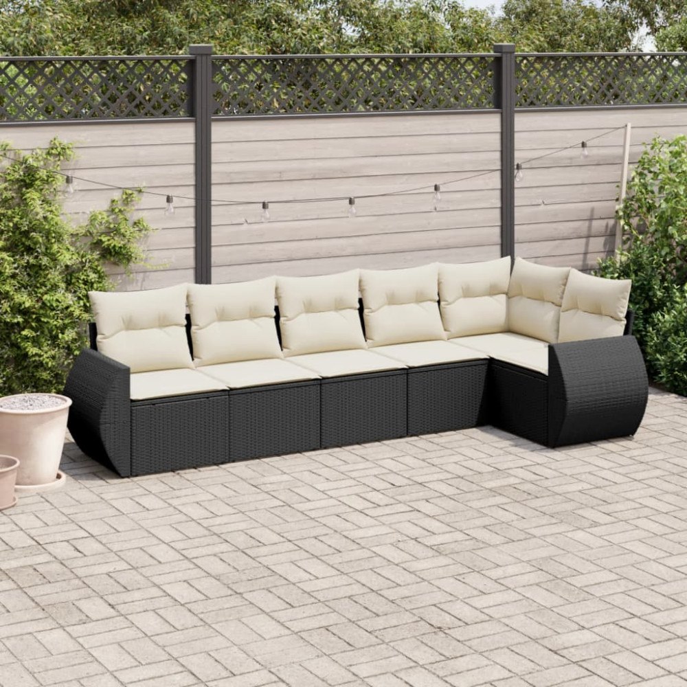 vidaXL Loungegrupp med dynor 6 delar svart konstrotting
