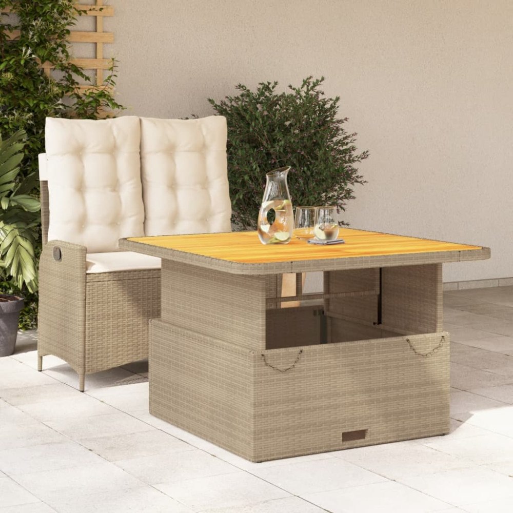vidaXL Matgrupp för trädgården med dynor 2 delar beige konstrotting