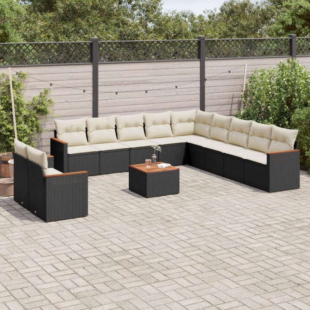 vidaXL Loungegrupp med dynor 12 delar svart konstrotting