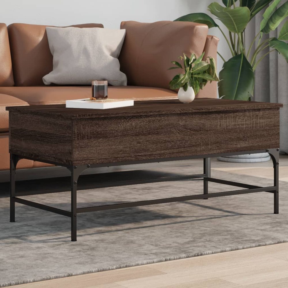 vidaXL Soffbord brun ek 100x50x45 cm konstruerat trä och metall