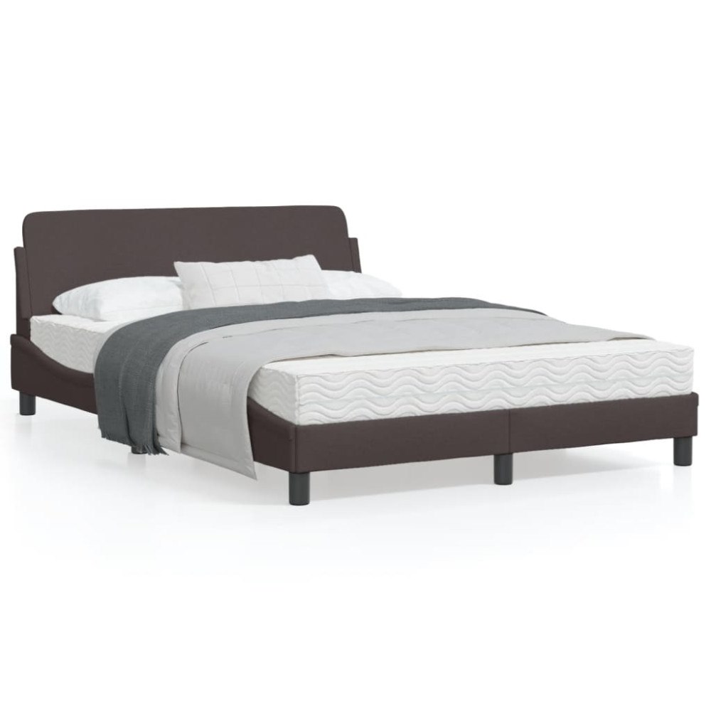 vidaXL Sängram utan madrass mörkbrun 140x190 cm tyg