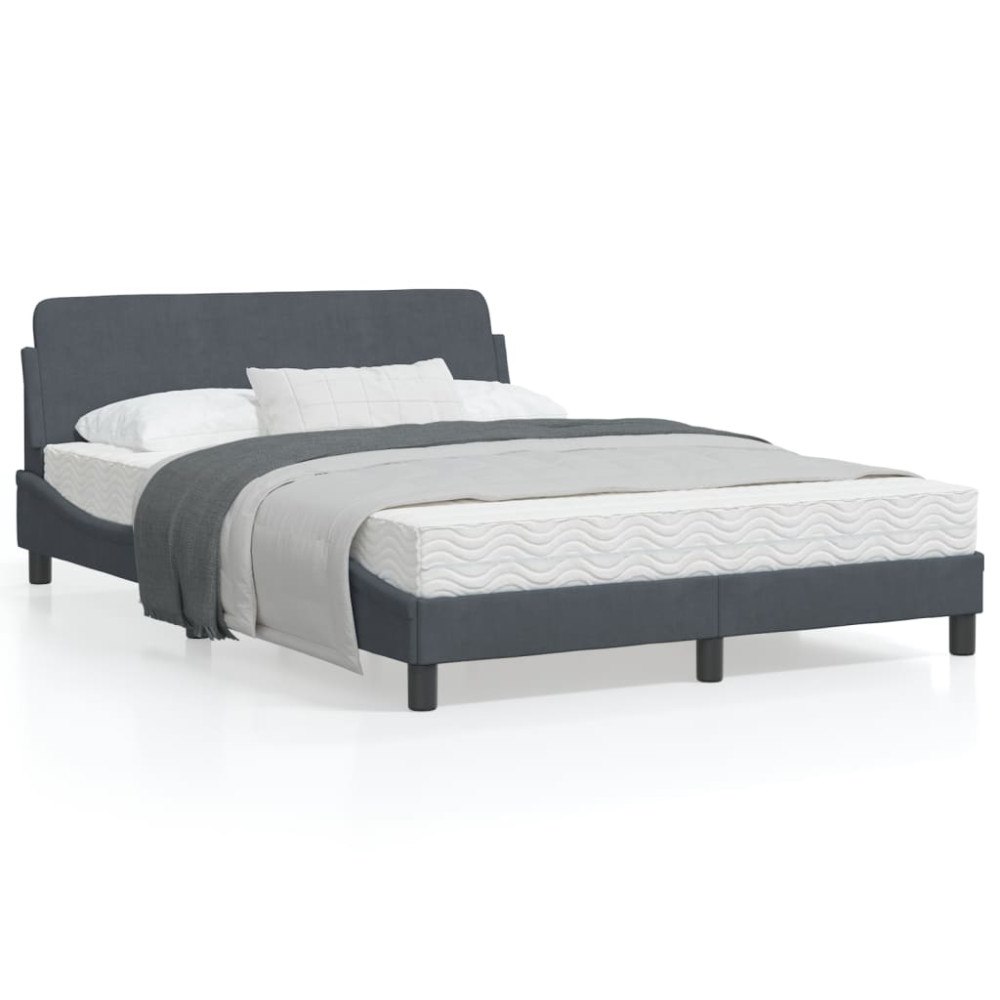 vidaXL Bed Frame "Dover" Dark Grey 140x190 cm Velvet