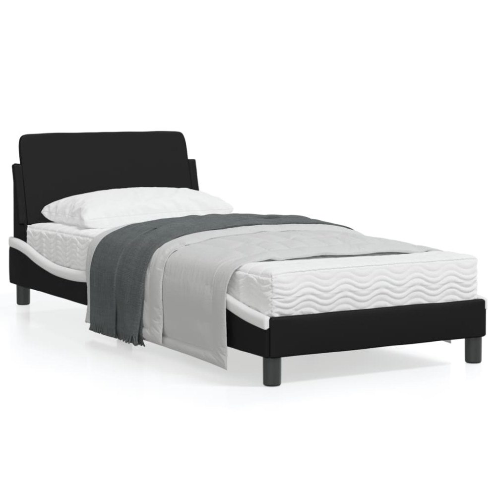 vidaXL Bed Frame "Dover" Black&White 80x200 cm Faux Leather
