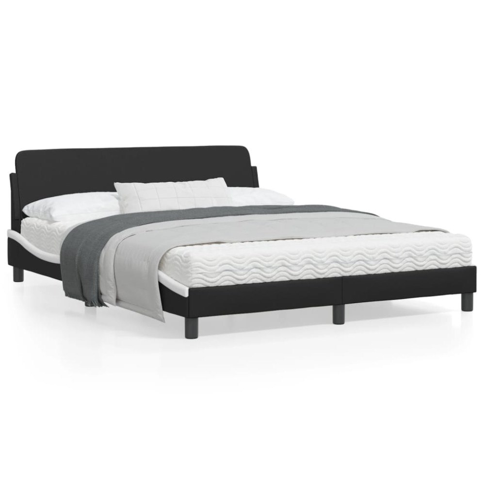vidaXL Bed Frame "Dover" Black&White 160x200 cm Faux Leather