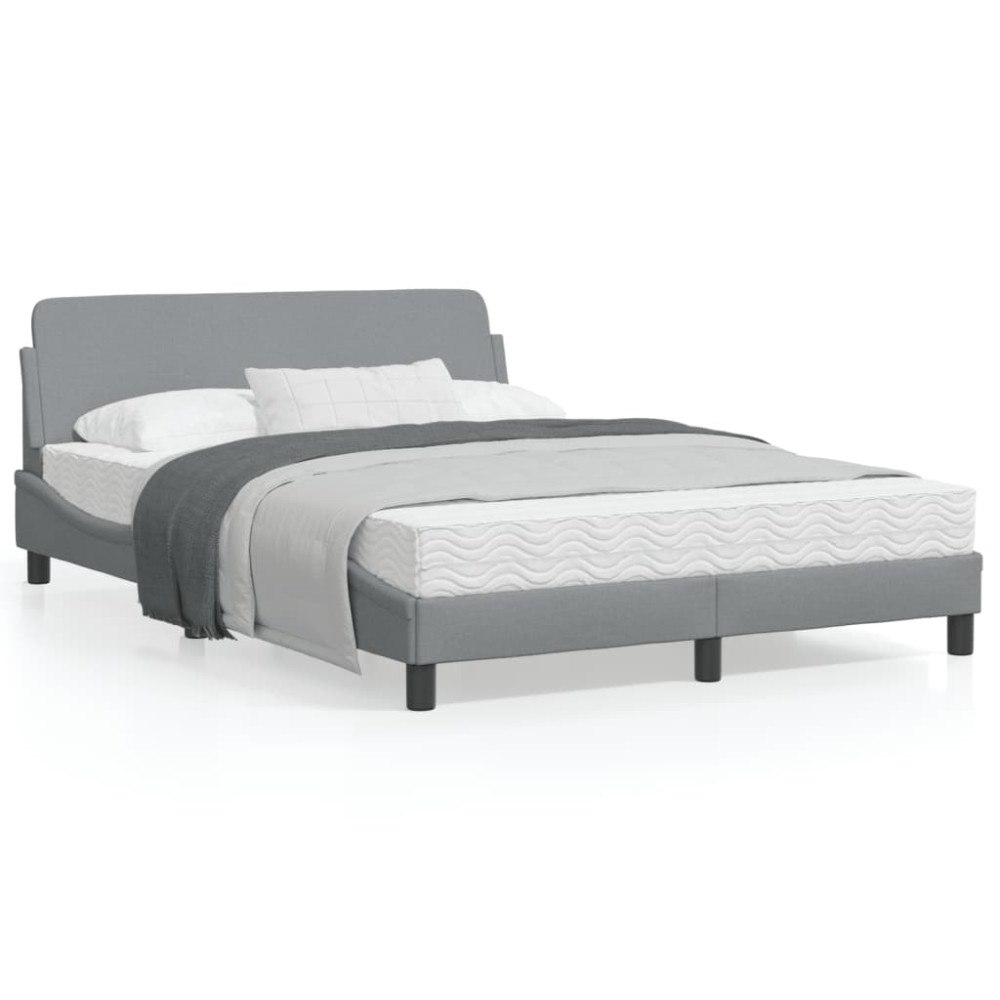 vidaXL Bed Frame "Dover" Light Grey 140x190 cm Fabric