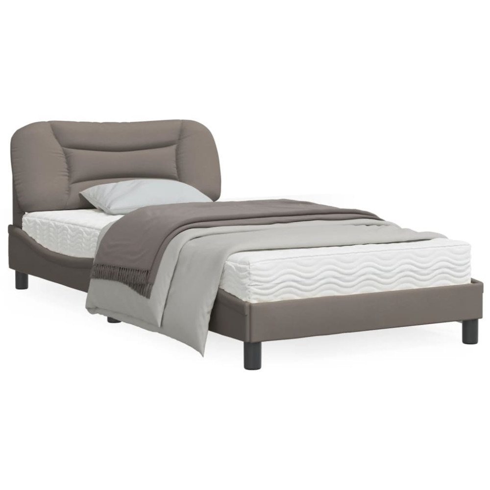 vidaXL Bed Frame with LED without Mattress "Hvar" Taupe 100x200 cm Fabric