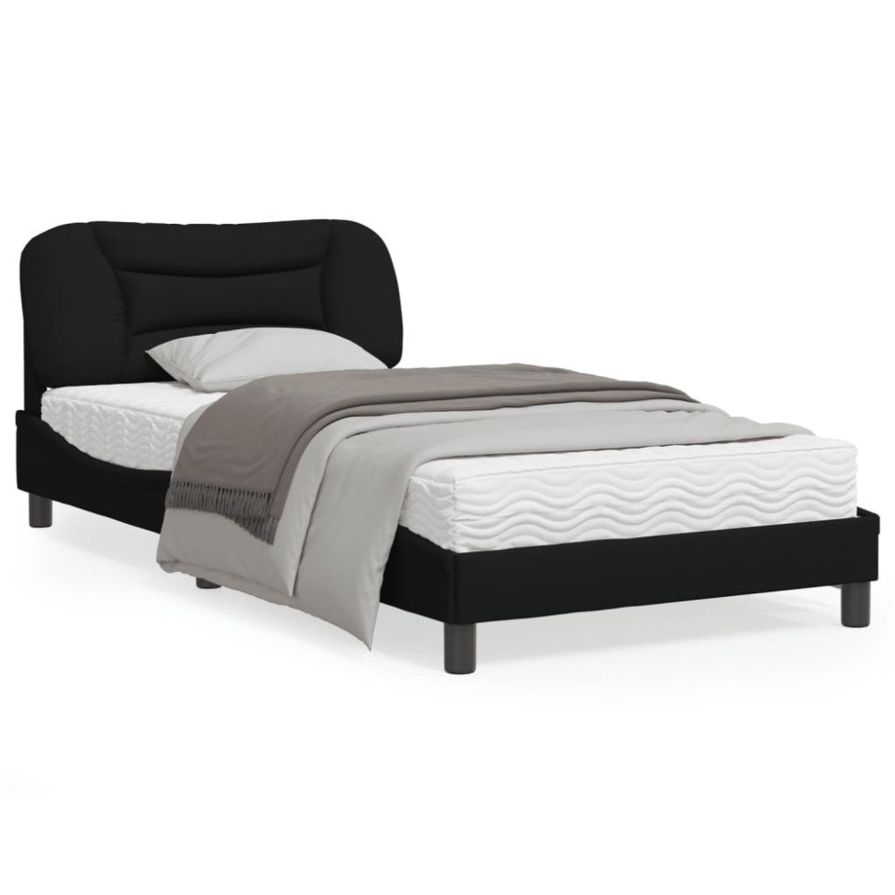 vidaXL Bed Frame with LED without Mattress "Hvar" Black 100x200 cm Fabric