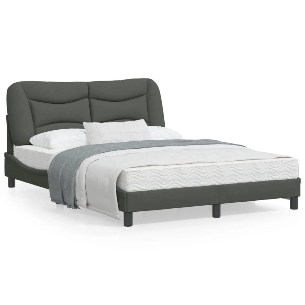 vidaXL Bed Frame with LED without Mattress "Hvar" Dark Grey 120x200 cm Fabric
