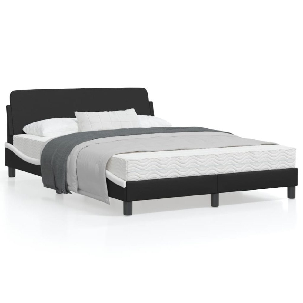 vidaXL Bed Frame "Dover" Black&White 140x190 cm Faux Leather