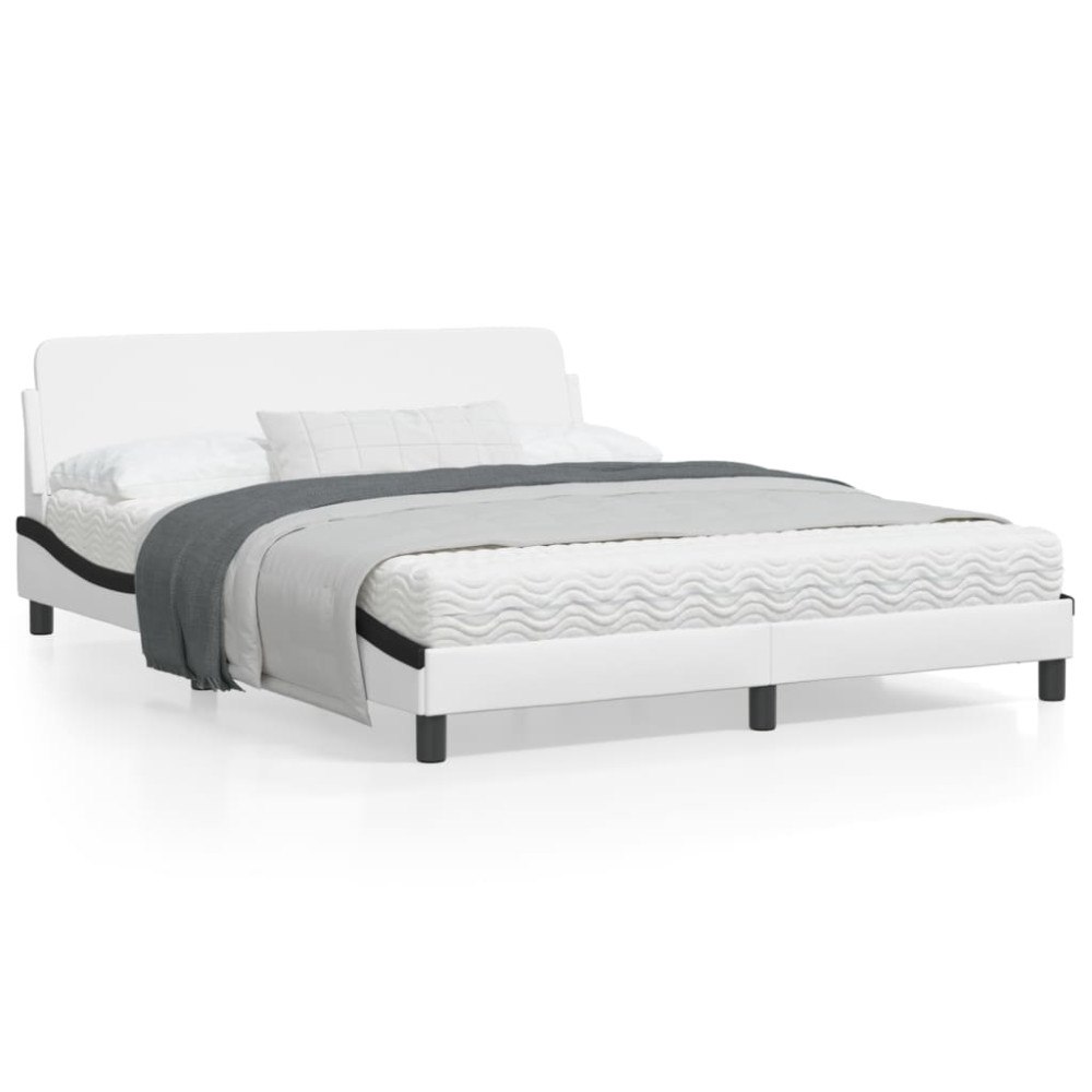 vidaXL Bed Frame "Dover" White&Black 160x200 cm Faux Leather