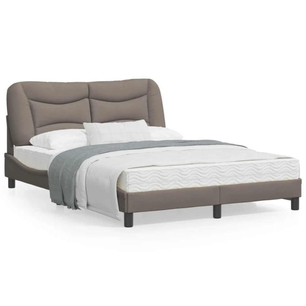 vidaXL Bed Frame with LED without Mattress "Hvar" Taupe 120x200 cm Fabric