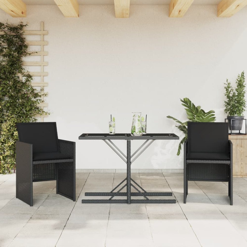 vidaXL Caféset med dynor 3 delar svart konstrotting