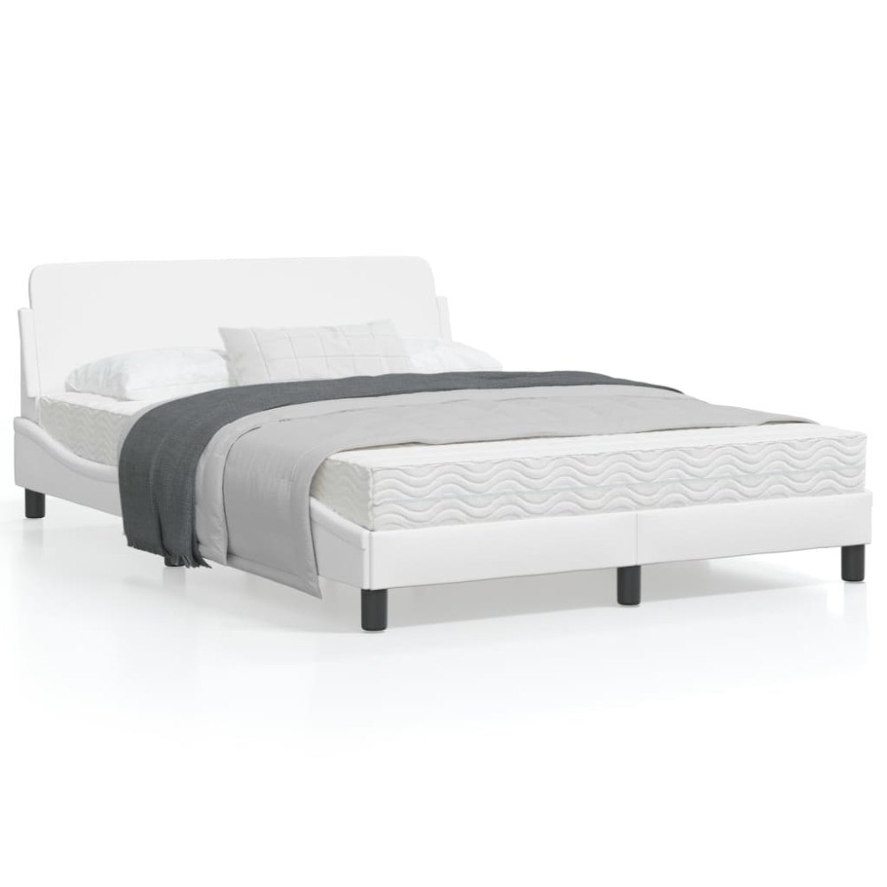 vidaXL Bed Frame "Dover" White 140x190 cm Faux Leather