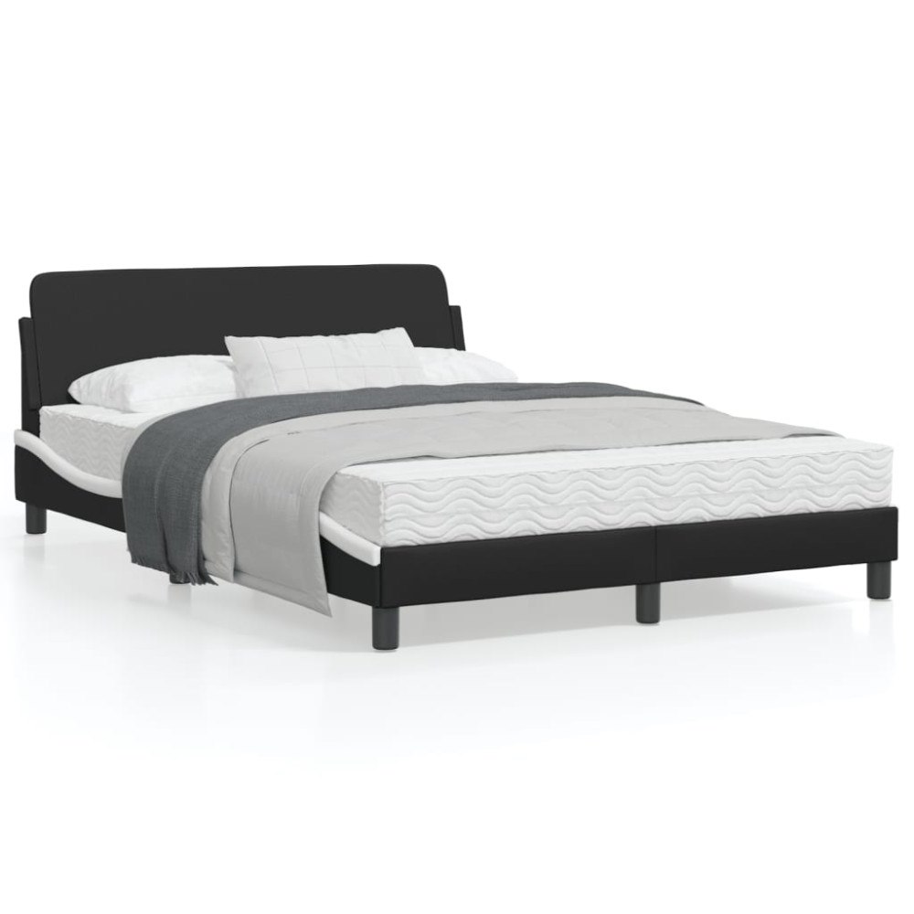 vidaXL Bed Frame "Dover" Black&White 140x200 cm Faux Leather