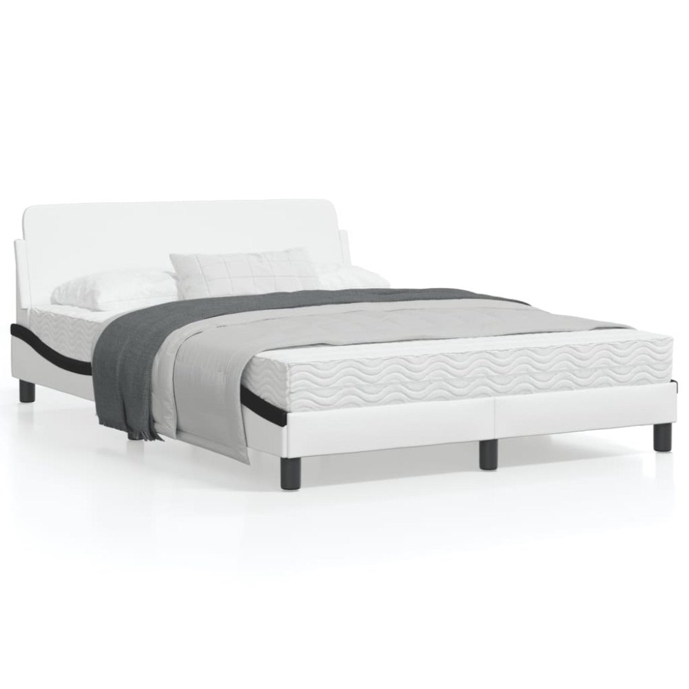 vidaXL Bed Frame "Dover" White&Black 120x200 cm Faux Leather