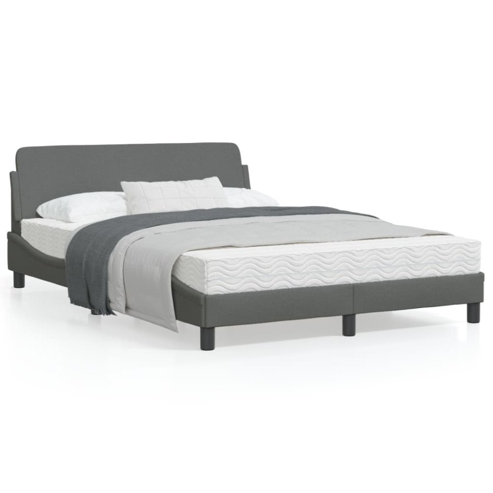 vidaXL Bed Frame "Dover" Dark Grey 140x190 cm Fabric