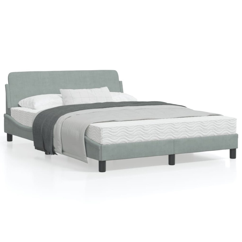 vidaXL Bed Frame "Dover" Light Grey 140x190 cm Velvet