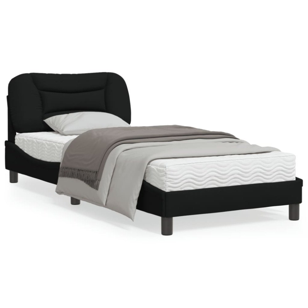 vidaXL Bed Frame with LED without Mattress "Hvar" Black 90x190 cm Fabric