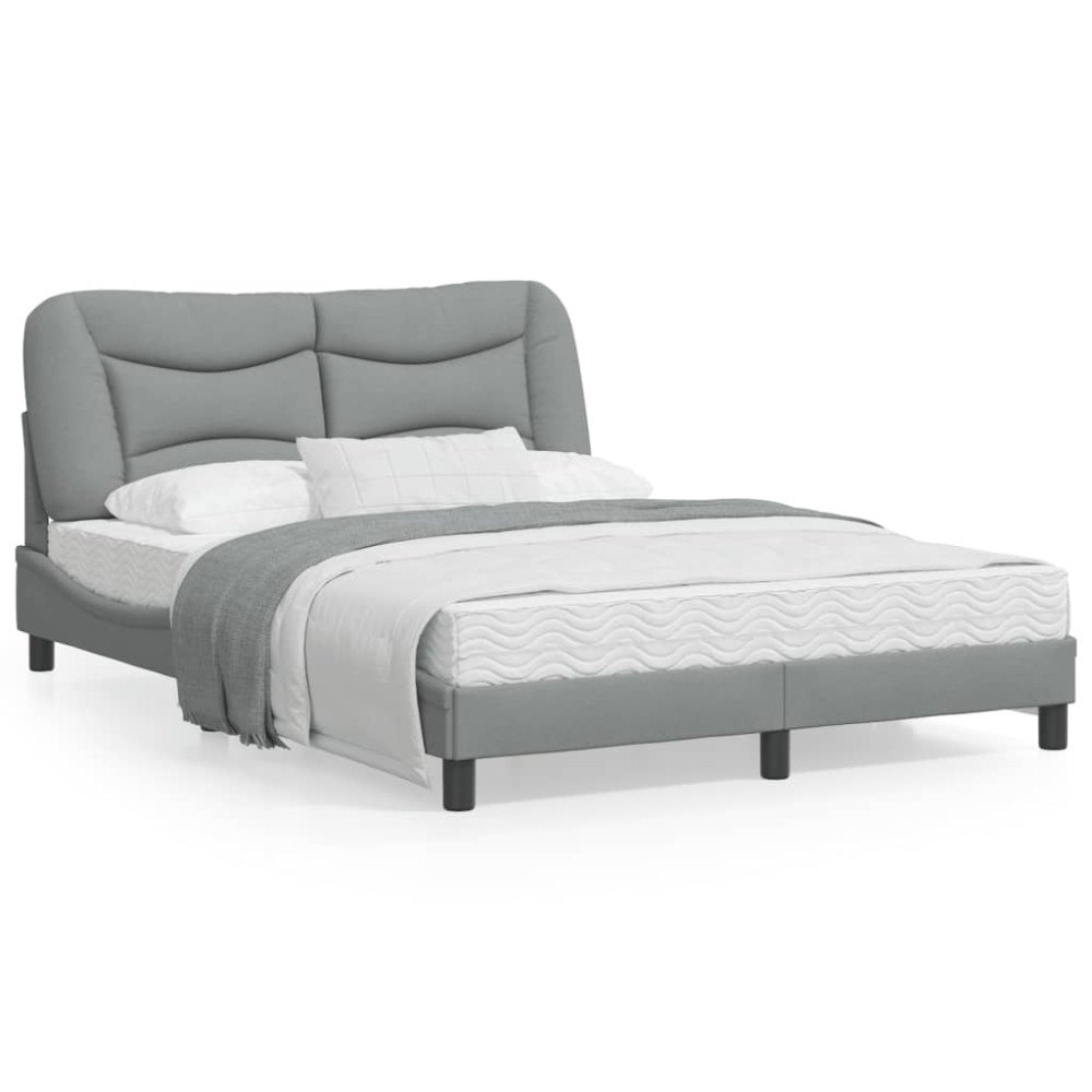 vidaXL Bed Frame with LED without Mattress "Hvar" Light Grey 120x200 cm Fabric