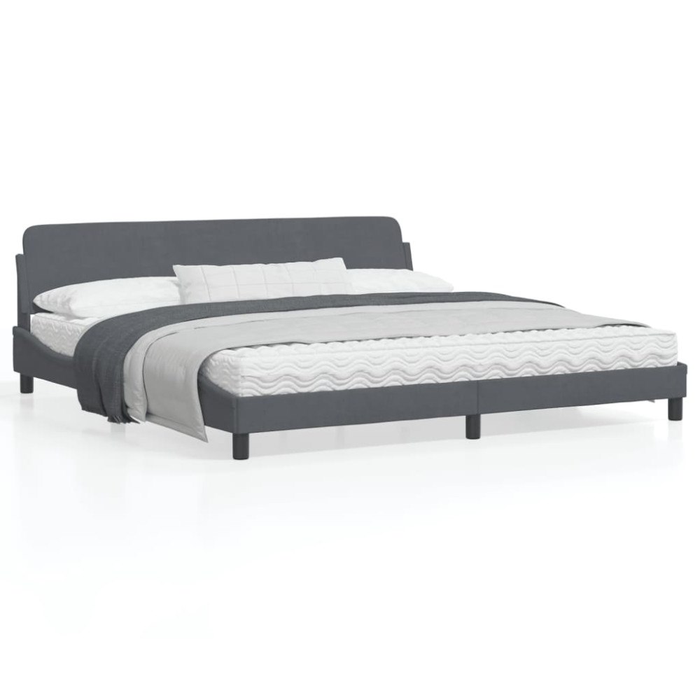 vidaXL Bed Frame "Dover" Dark Grey 200x200 cm Velvet