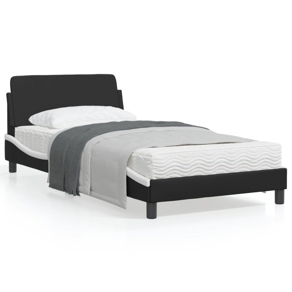 vidaXL Bed Frame "Dover" Black&White 100x200 cm Faux Leather