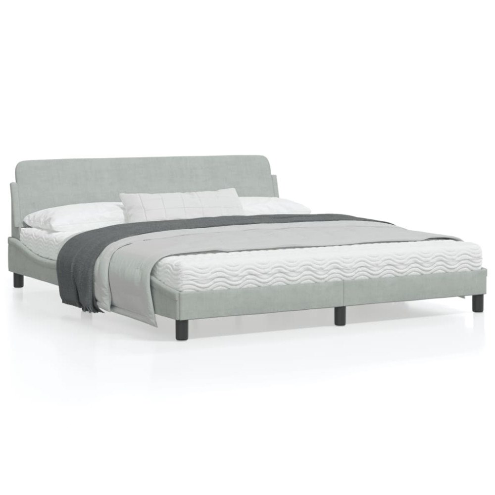vidaXL Bed Frame "Dover" Light Grey 180x200 cm Velvet