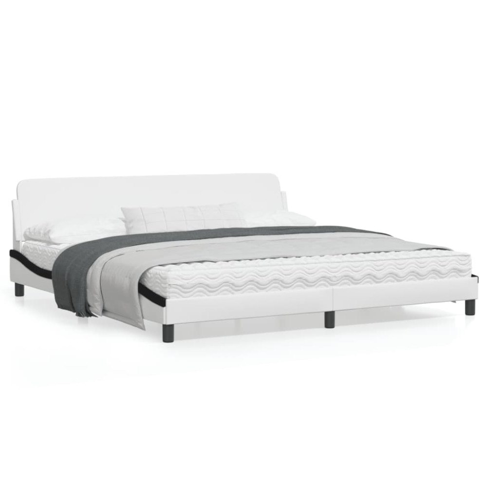 vidaXL Bed Frame "Dover" White and Black 200x200 cm Faux Leather