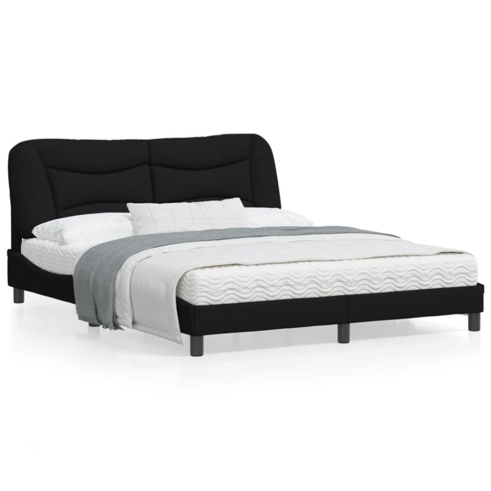 vidaXL Bed Frame with LED without Mattress "Hvar" Black 160x200 cm Fabric