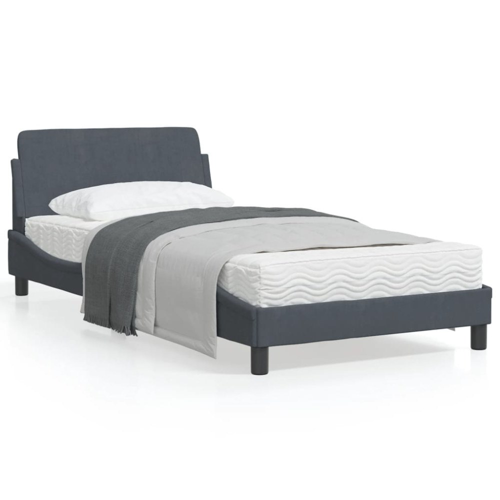 vidaXL Bed Frame "Dover" Dark Grey 100x200 cm Velvet