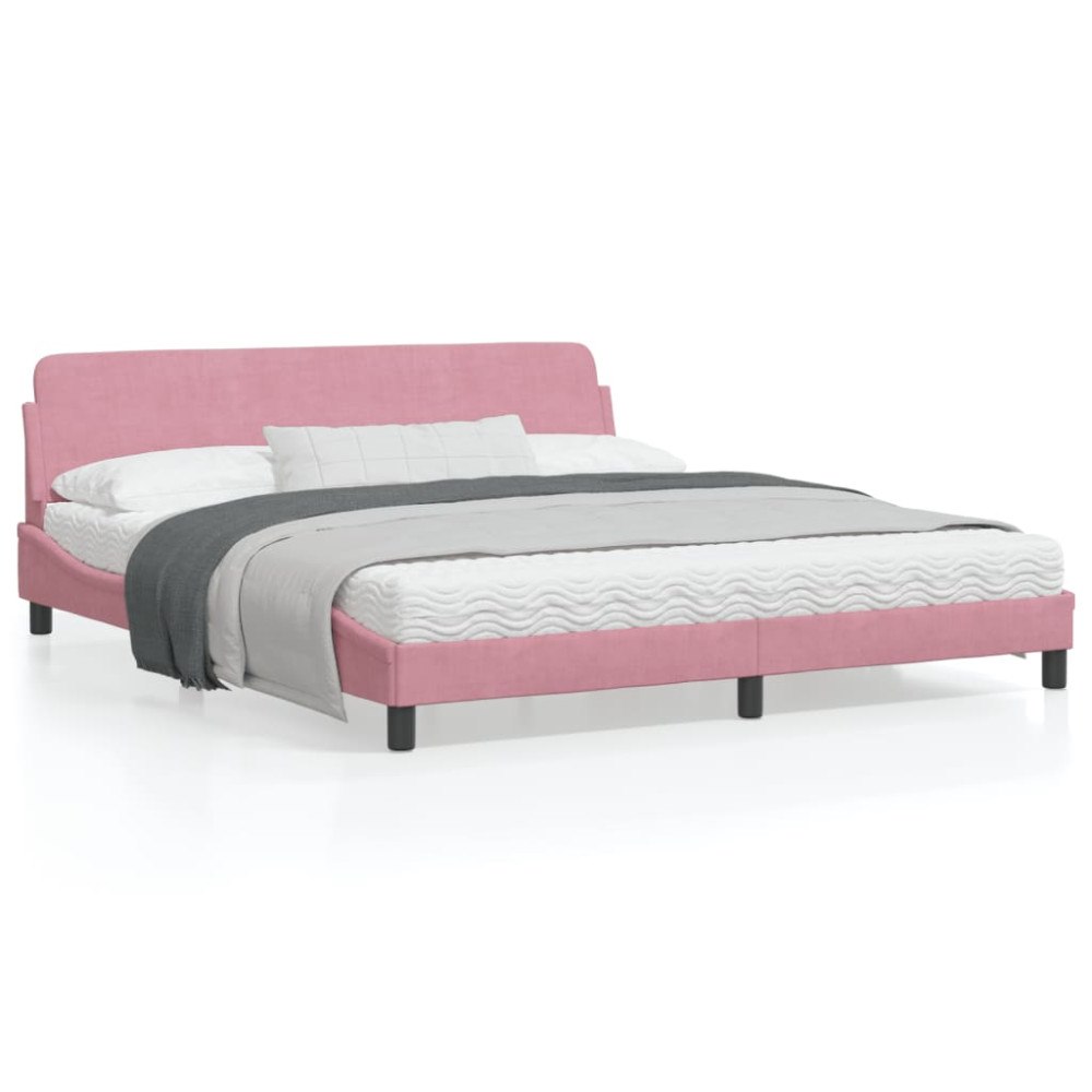 vidaXL Bed Frame with Headboard "Dover" Pink 180x200 cm Velvet