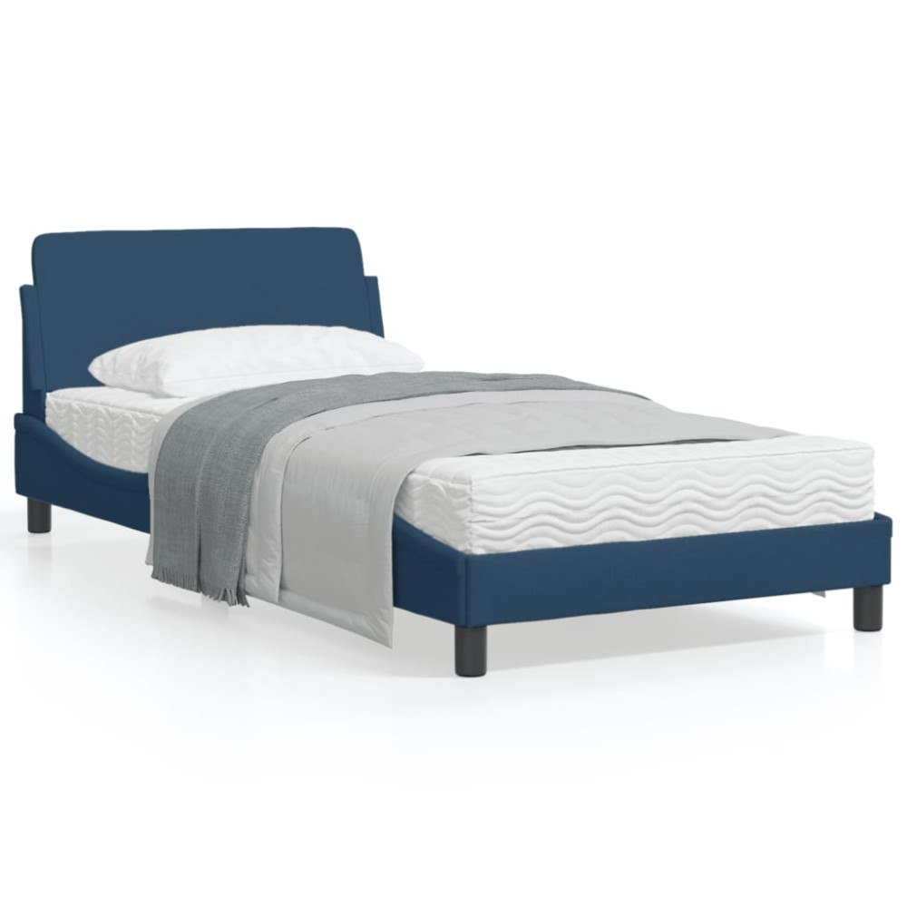 vidaXL Bed Frame with Headboard "Dover" Blue 100x200 cm Fabric
