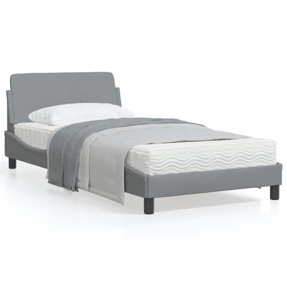 vidaXL Bed Frame "Dover" Light Grey 100x200 cm Fabric
