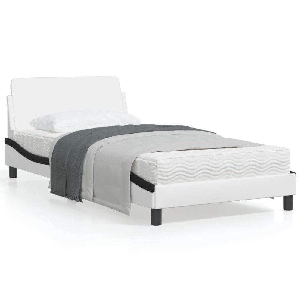 vidaXL Bed Frame "Dover" White&Black 100x200 cm Faux Leather
