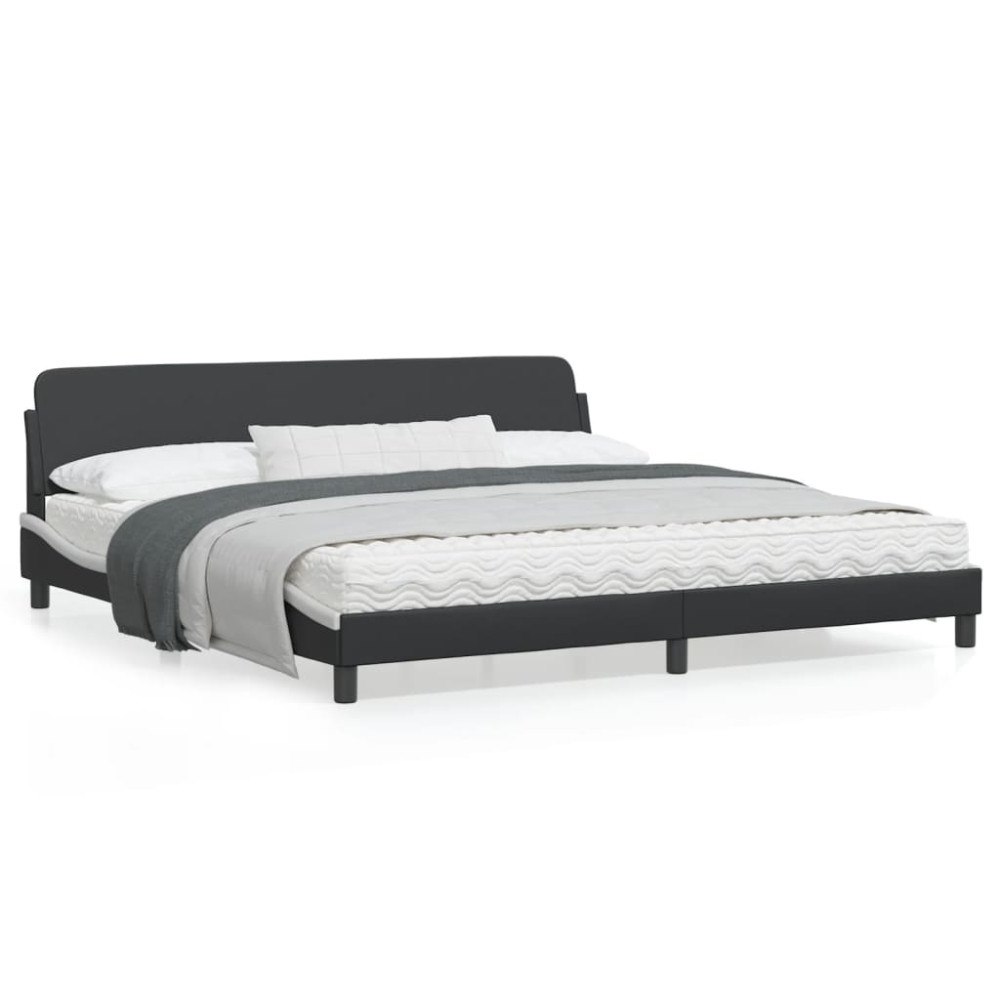 vidaXL Bed Frame "Dover" Black and White 200x200 cm Faux Leather