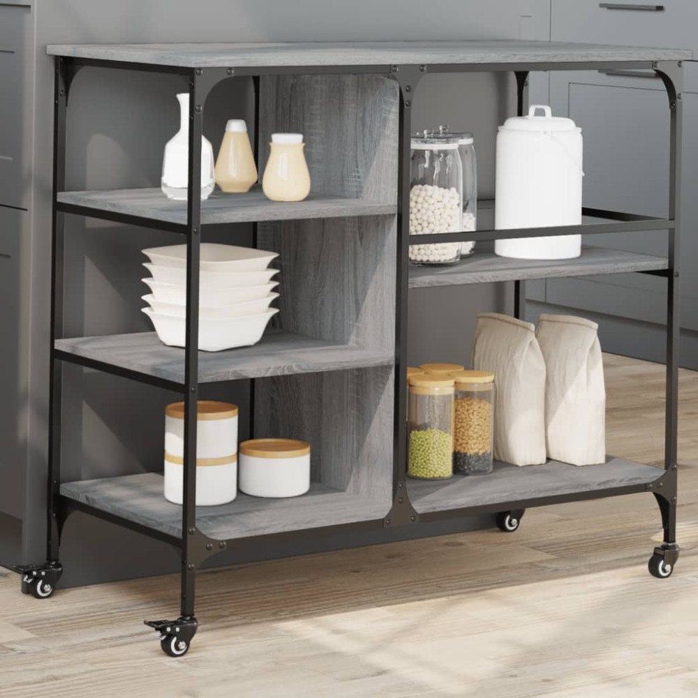 vidaXL Köksvagn grå sonoma 100x45x89,5 cm konstruerat trä