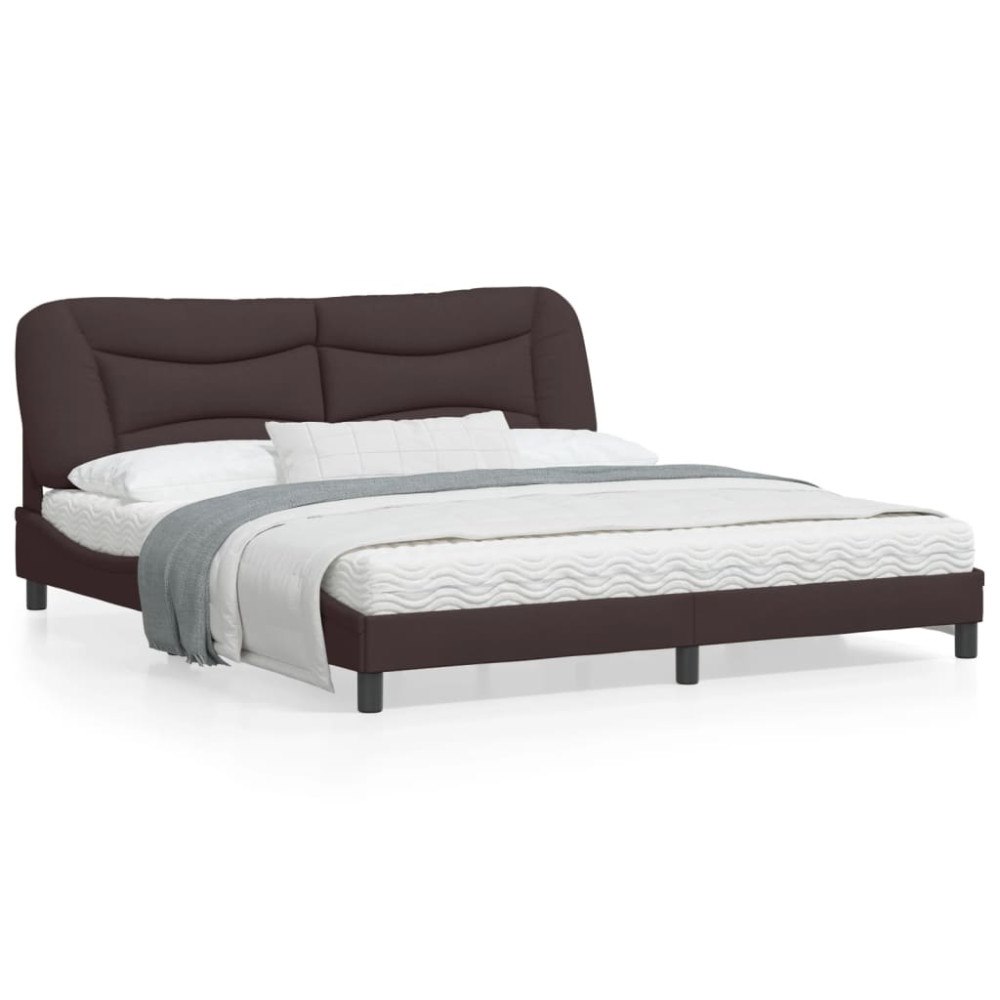 vidaXL Bed Frame with LED without Mattress "Hvar" Dark Brown 180x200 cm Fabric
