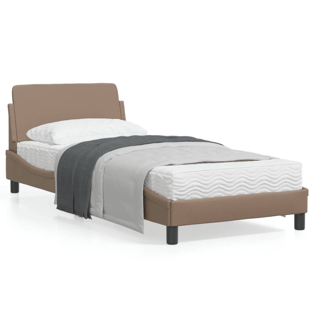 vidaXL Bed Frame "Dover" Cappuccino 90x190 cm Faux Leather