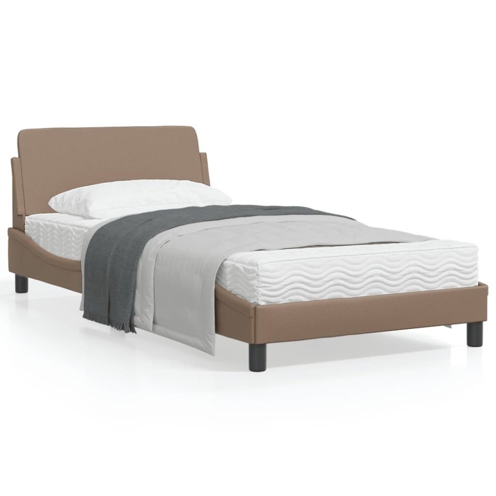 vidaXL Bed Frame "Dover" Cappuccino 100x200 cm Faux Leather