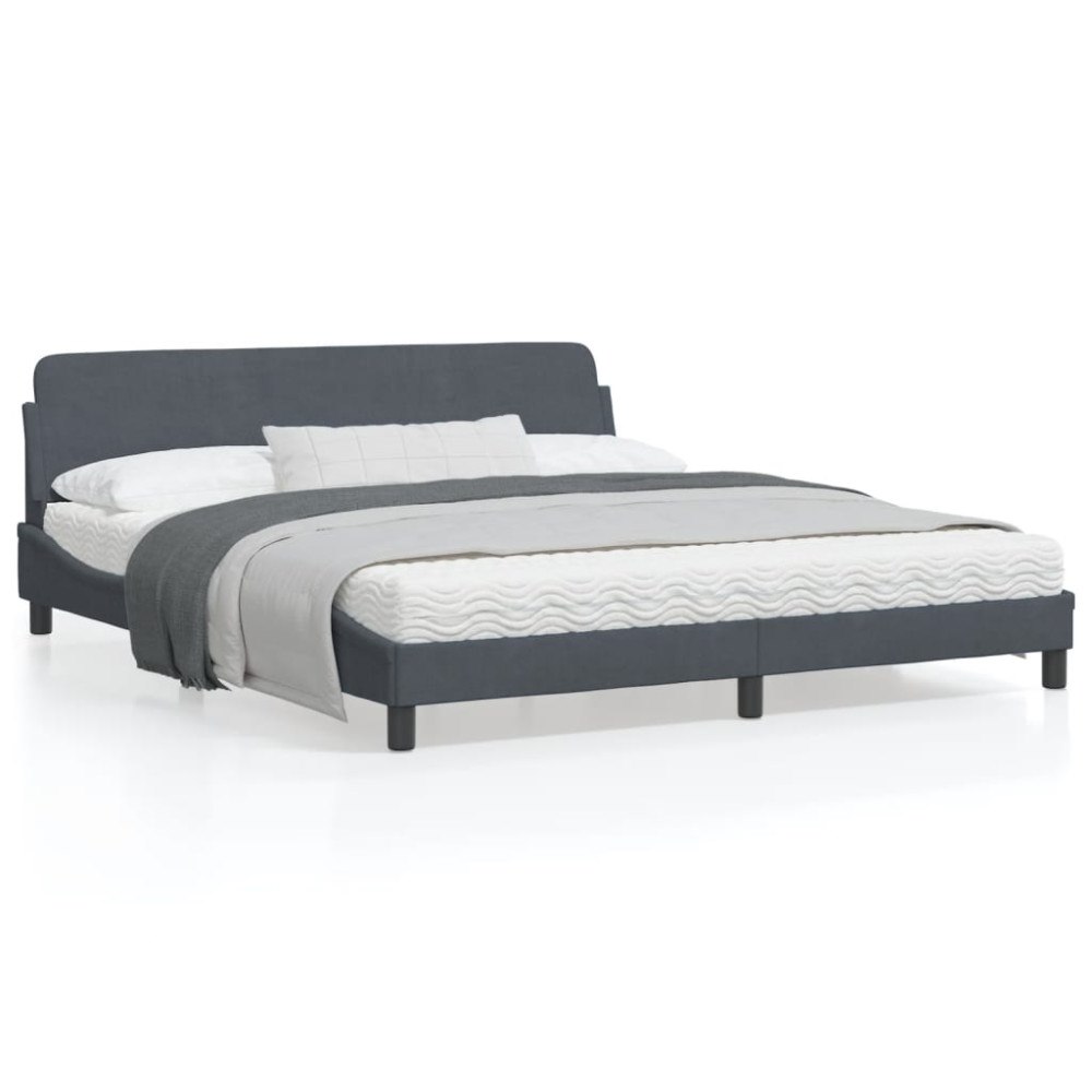 vidaXL Bed Frame "Dover" Dark Grey 180x200 cm Velvet