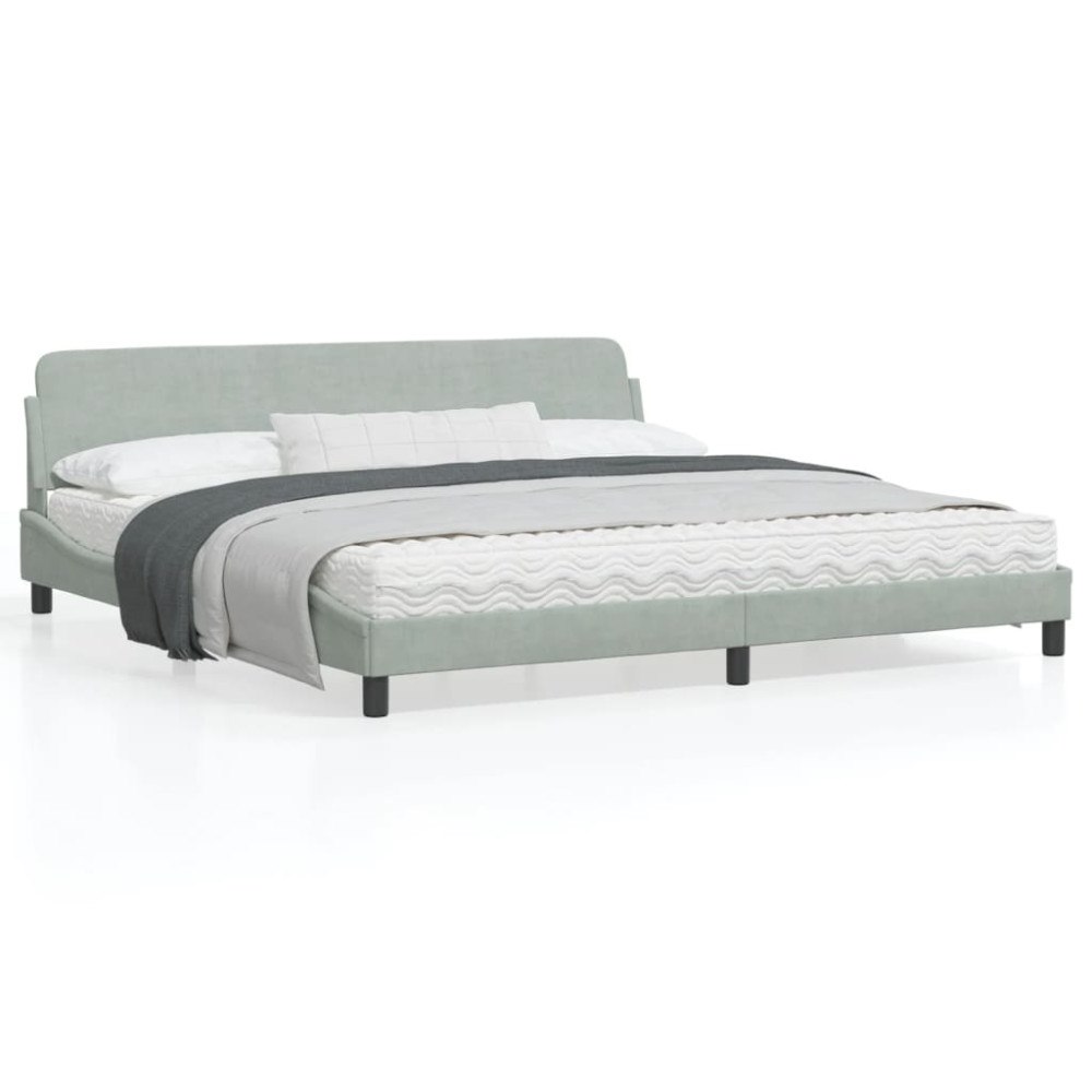 vidaXL Bed Frame "Dover" Light Grey 200x200 cm Velvet